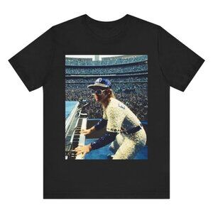 Elton John 1975 Dodgers Photo Graphic T-Shirt
